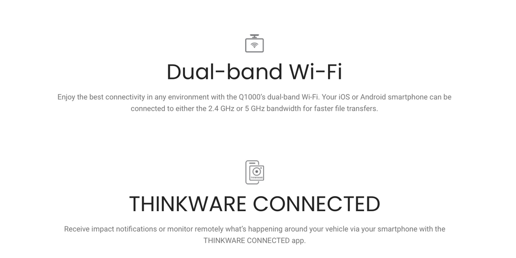 Thinkware Dash Camera Q1000 Front & Rear