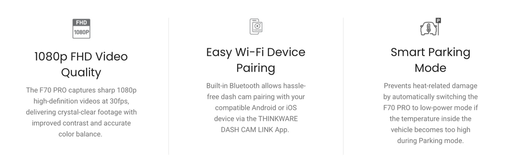 Thinkware Dash Camera F70 Pro Front Only